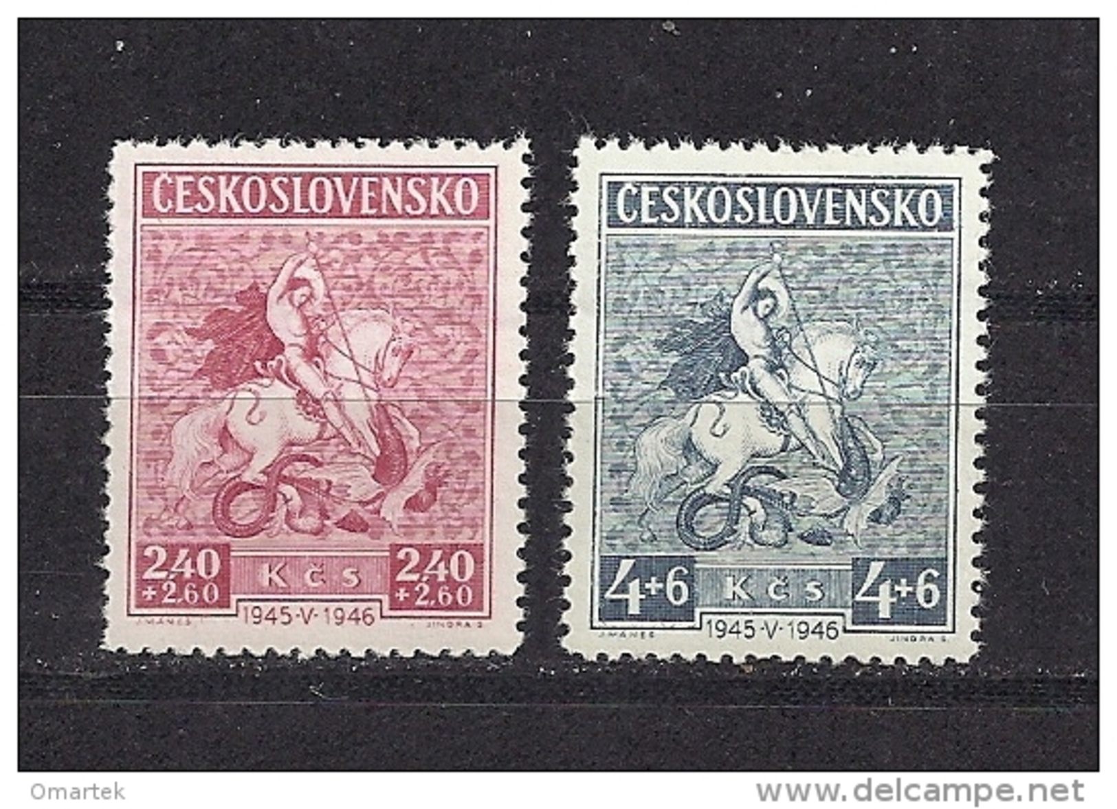 Czechoslovakia  Tschechoslowakei  1946 MNH  **Mi  490-491 Sc B156-B157 1st Anniversary Of Czechoslovakia's Liberation. - Ungebraucht