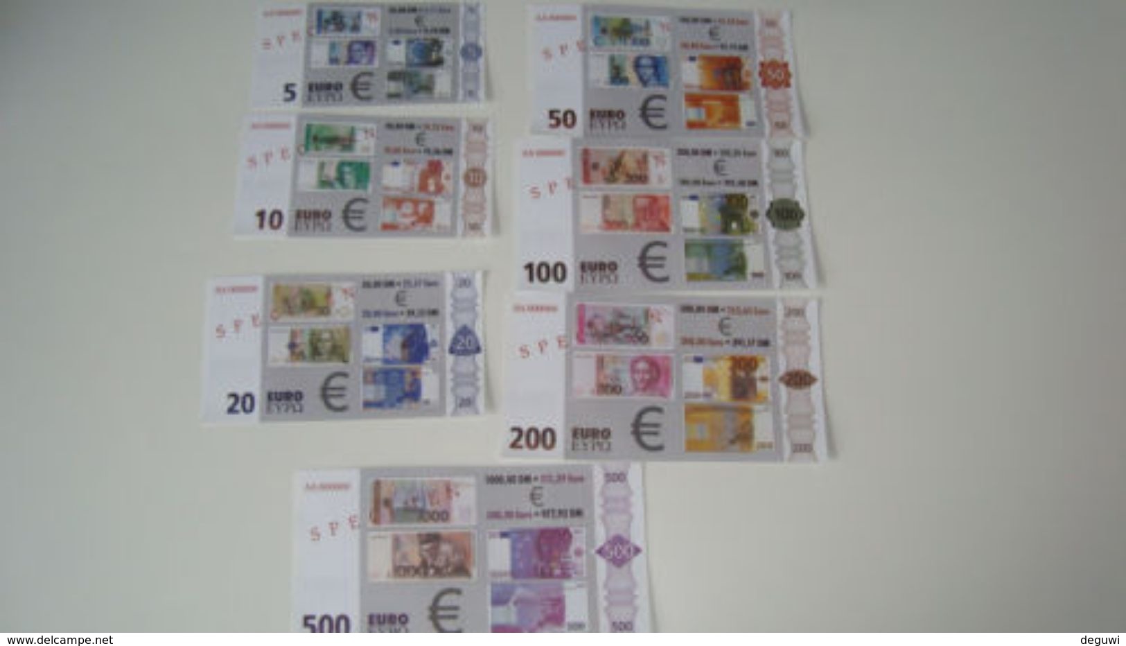 Test Note Set  "EZB - ECB 1998" Typ C, Testnote, 7 Pces., SPECIMEN, Beids. Druck, RRR, UNC - Sonstige & Ohne Zuordnung