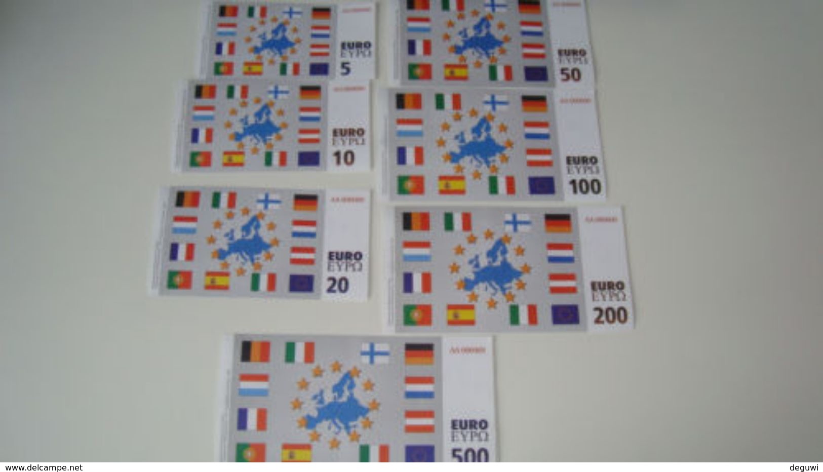 Test Note Set  "EZB - ECB 1998" Typ C, Testnote, 7 Pces., SPECIMEN, Beids. Druck, RRR, UNC - Sonstige & Ohne Zuordnung