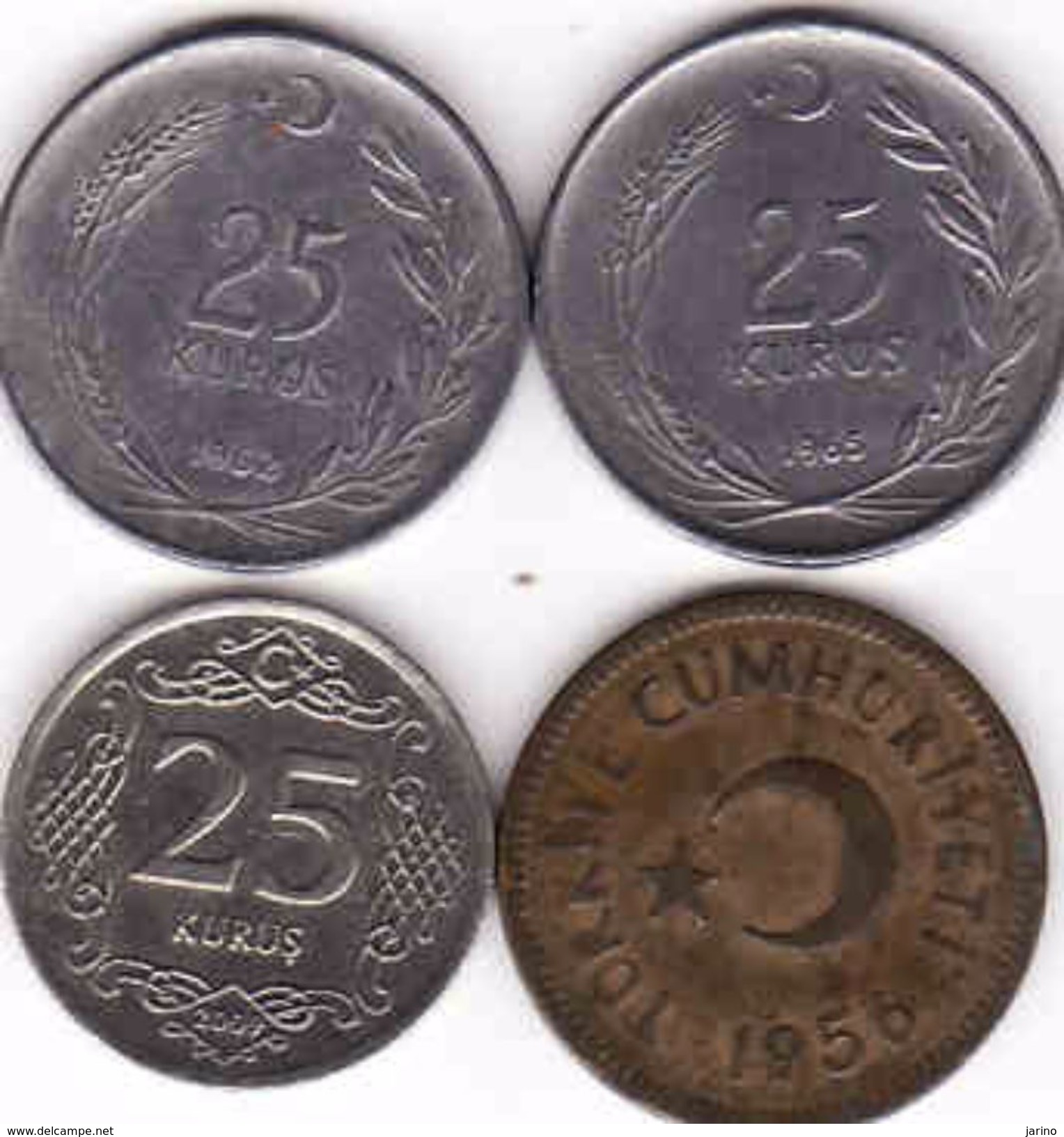 Turkey, 4 X 25 Kurus  1956 + 1962 + 1965 + 2009 - Türkei