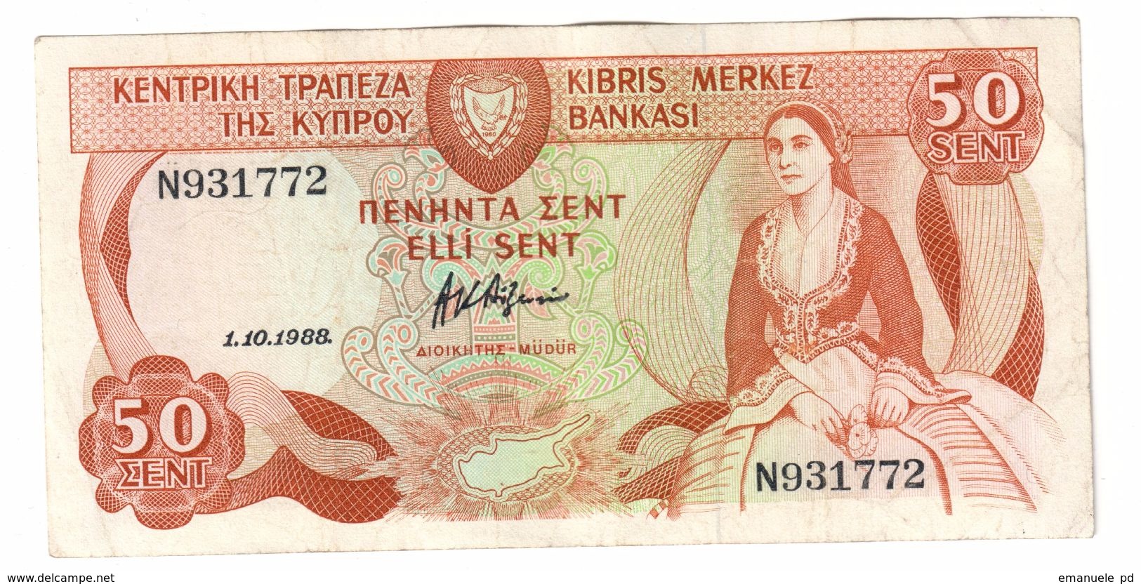 Cyprus 50 Sent 01/10/1988 - Cyprus