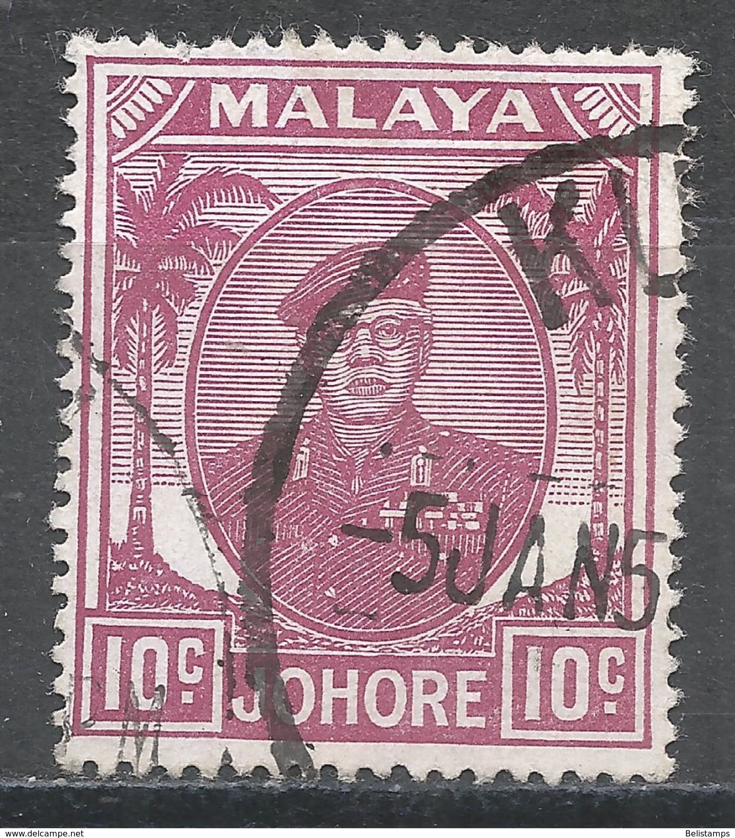 Malaya, Johore 1949. Scott #138 (U) Sultan Ibrahim - Johore