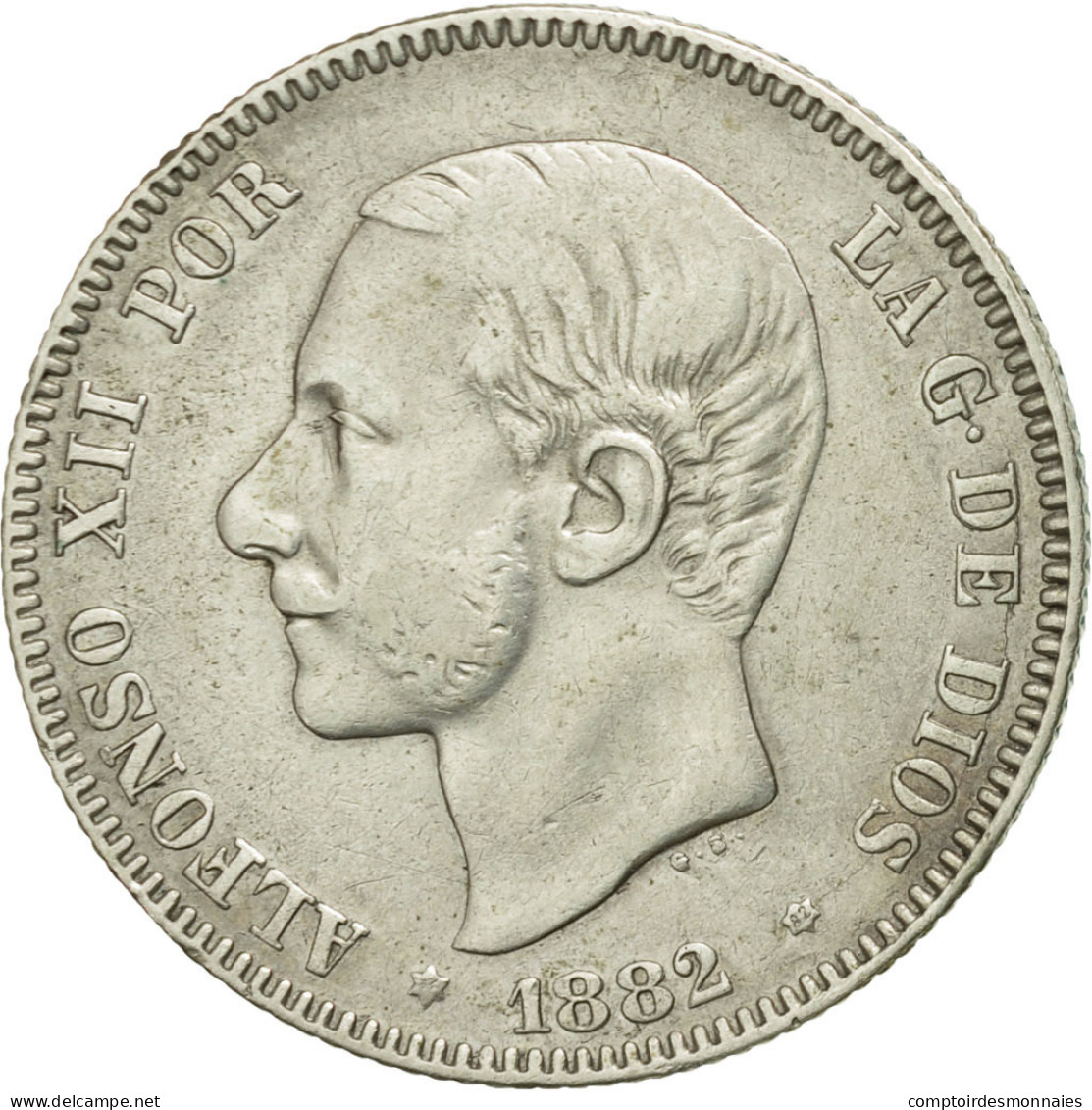 Monnaie, Espagne, Alfonso XII, 2 Pesetas, 1882, TTB, Argent, KM:678.2 - Premières Frappes
