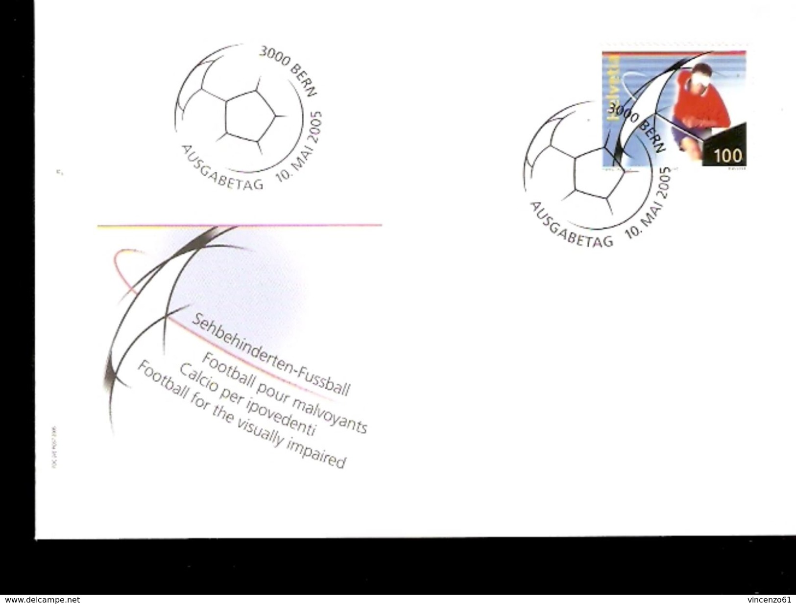 FDC COVER HELVETIA CALCIO IPOVEDENTI FOOTBAL POUR MALVOIANT - Handisport