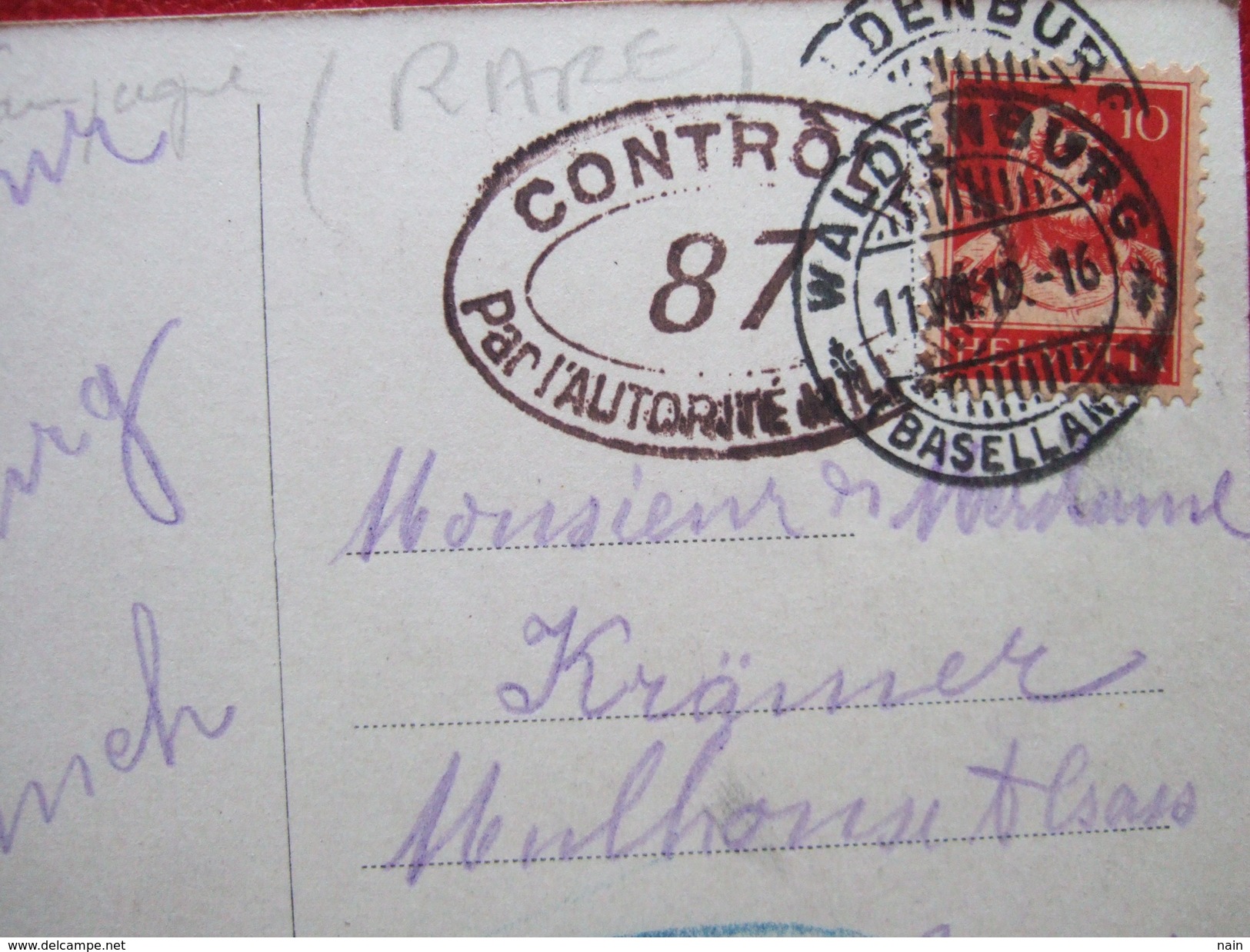 SUISSE - WALDENBURG - KURHAUS SCHANZ  + CENSURE : CONTROLE MILITAIRE 87 - " RARE " - - Waldenburg