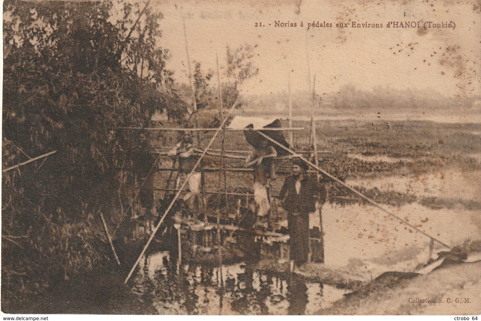 CPA TONKIN - INDOCHINE - Norias à Pédales Sur Environs D'HANOI - Autres & Non Classés