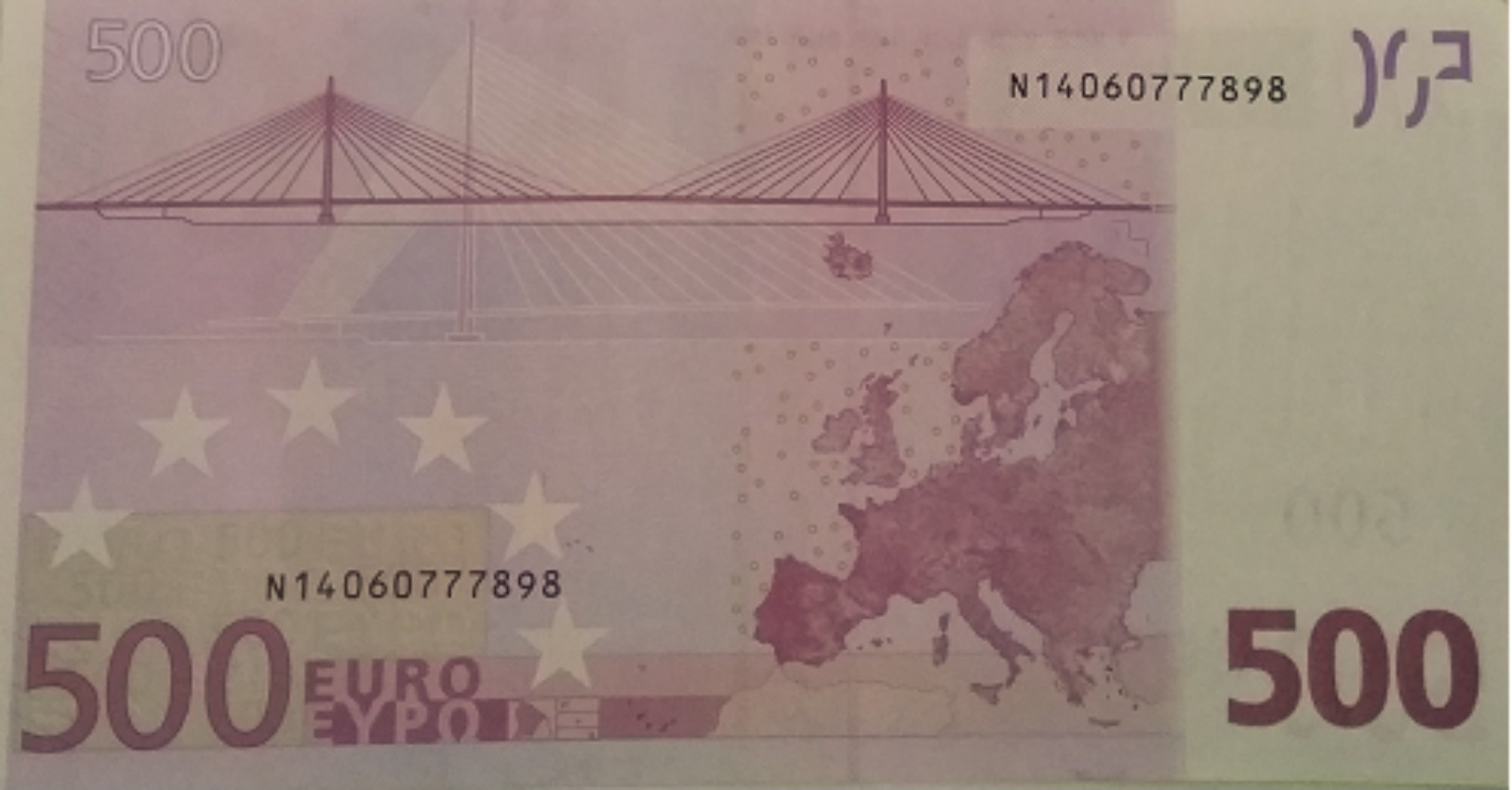 500 Euro Bank Note Uncirculated Serial N - 500 Euro