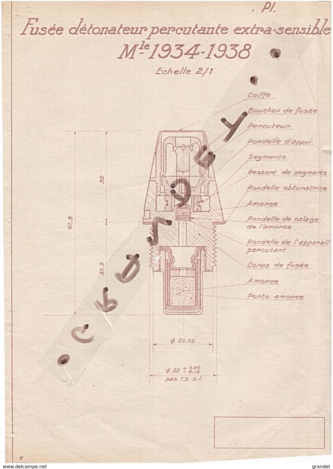 MILITARIA - FUSEE - DETONATEUR - 1937 - 1939 - ORIGINAL  - - Autres Plans