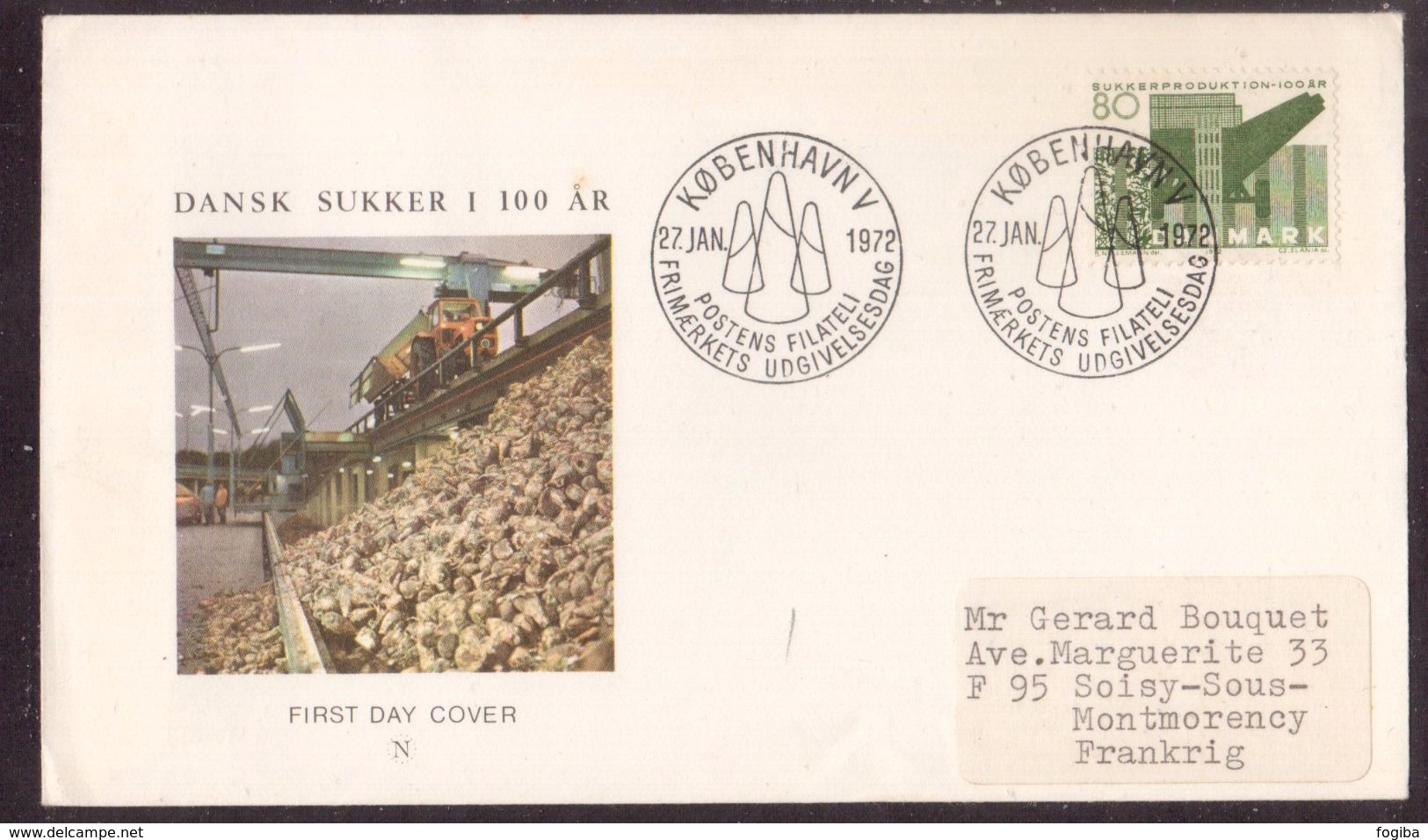 JZ208    Danmark 1972 Cz . Produktion Slania Sukker, Zuckerherstellung, Sucre FDC Mi.519 - FDC