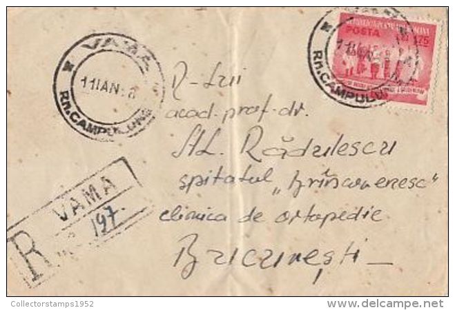 65801- INTERNATIONAL STUDENTS UNION COUNCIL, STAMPS ON REGISTERED COVER, 1958, ROMANIA - Brieven En Documenten