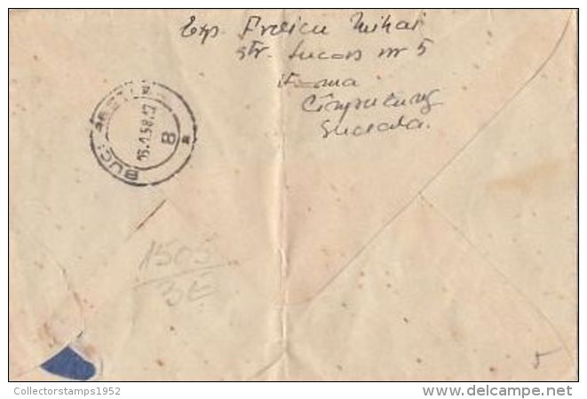 65801- INTERNATIONAL STUDENTS UNION COUNCIL, STAMPS ON REGISTERED COVER, 1958, ROMANIA - Brieven En Documenten