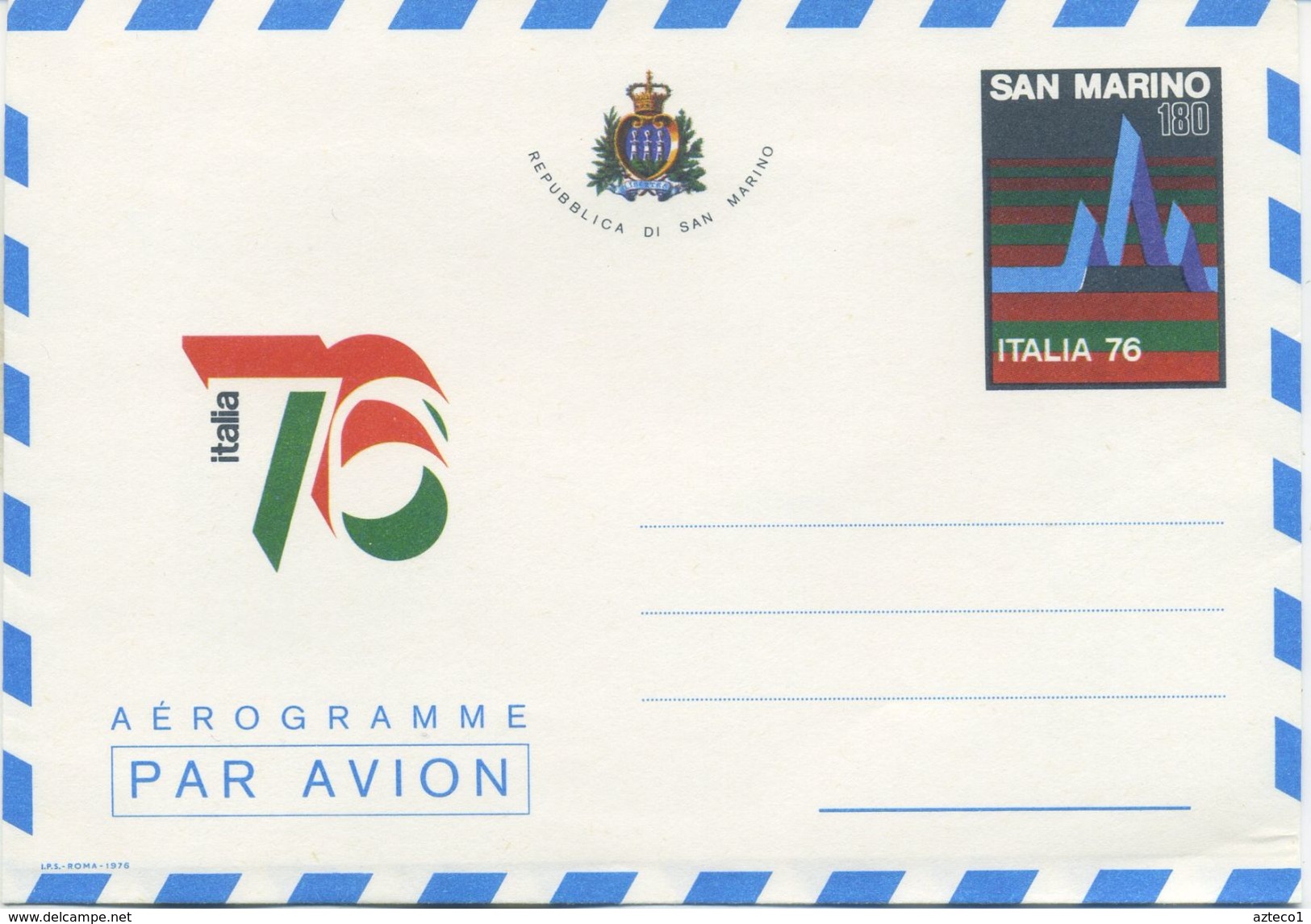 SAN MARINO - AEROGRAMMA 1976 - ESPOSIZIONE INTERNAZIONALE - NUOVA - Interi Postali