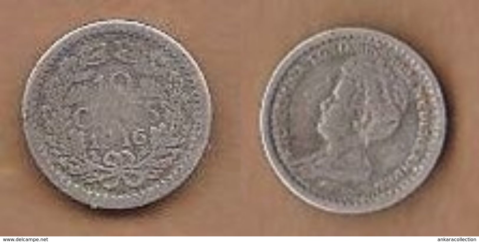 AC - NETHERLANDS - 1916 - 10 CENTS SILVER COIN - QUEEN WILHELMINA I - 10 Cent