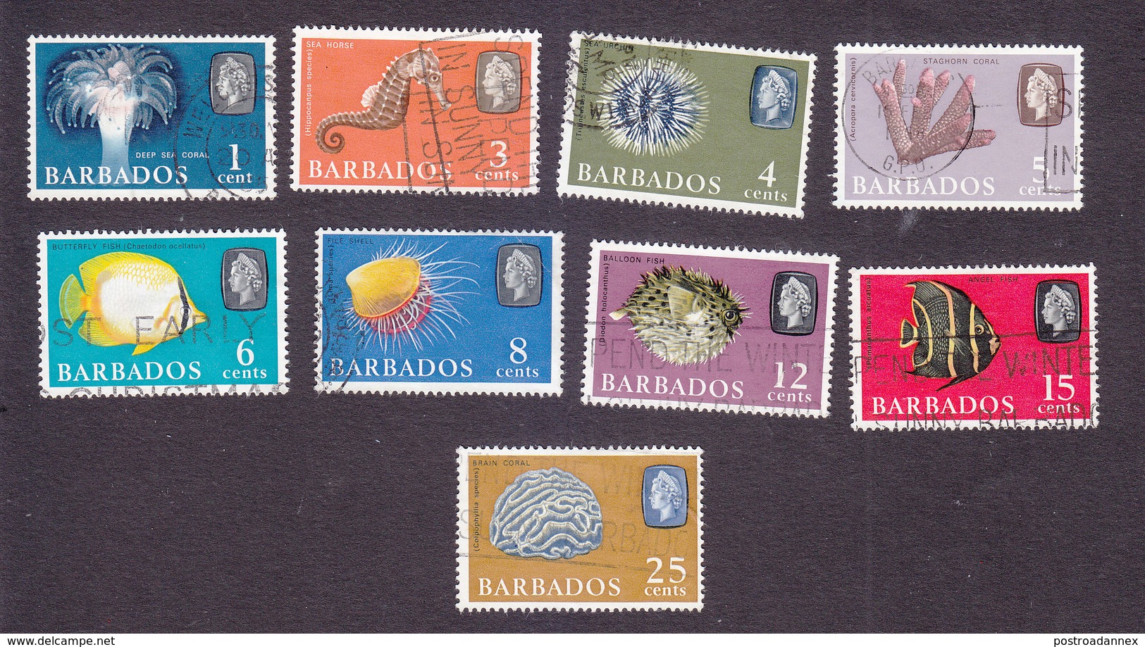 Barbados, Scott #267, 269-276, Used, Sea Life, Issued 1965 - Barbades (...-1966)