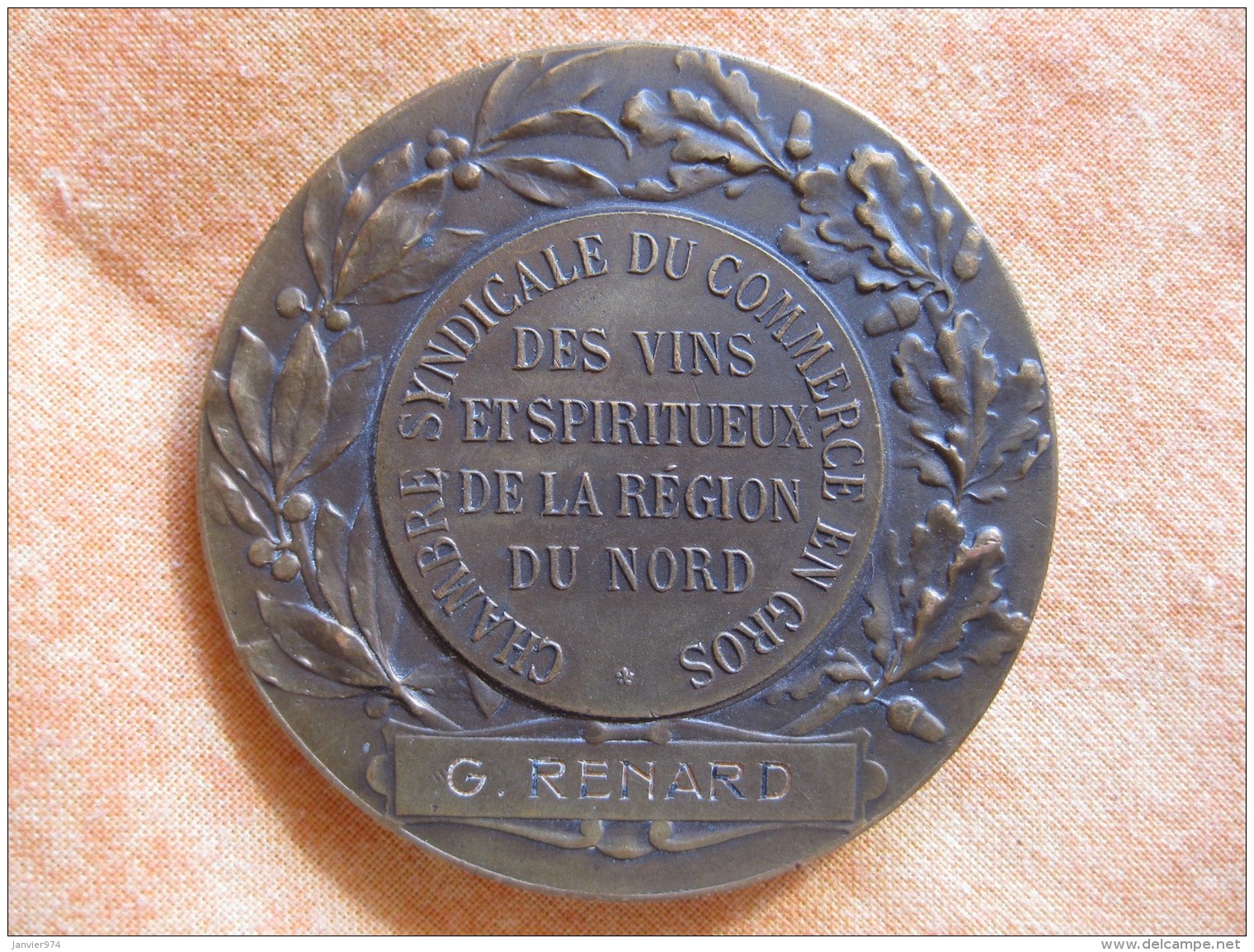 Médaille , Chambre Syndicale Du Commerce Des Vins Et Spiritueux De La Región Du Nord, Attribué  G.RENARD - Autres & Non Classés