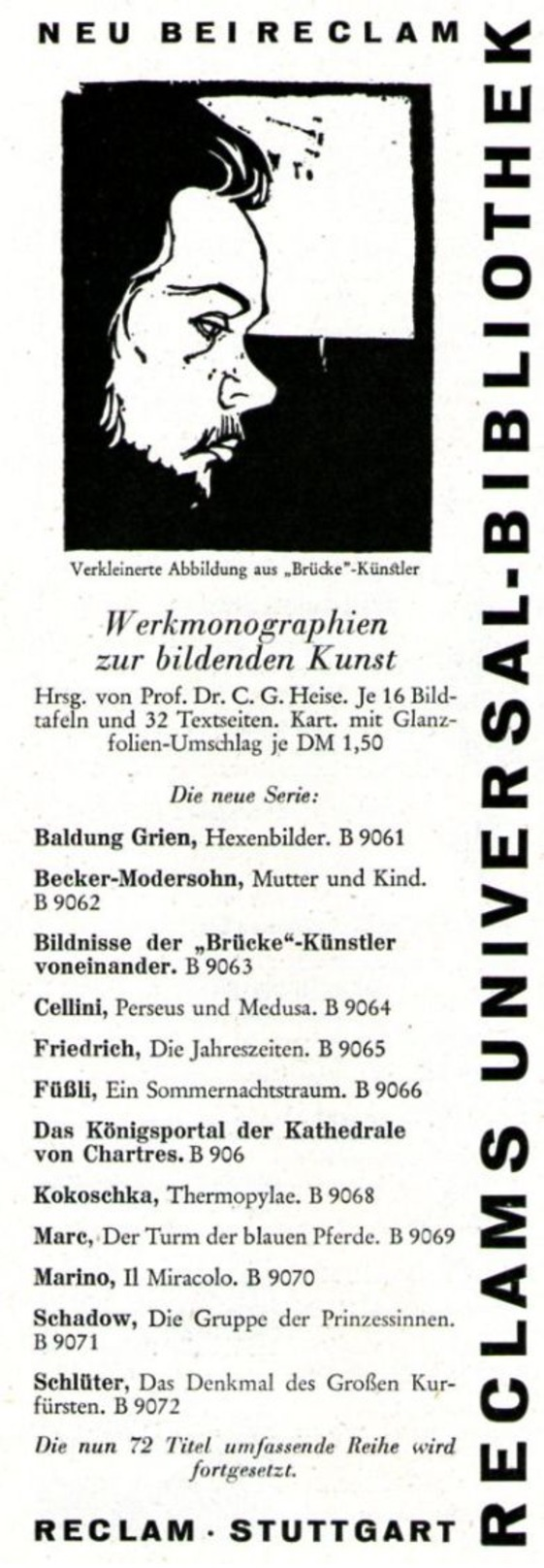 Original-Werbung/ Anzeige 1961 -  RECLAMS UNIVERSAL BIBLIOTHEK / RECLAM - STUTTGART - Ca. 60 X 180 Mm - Werbung