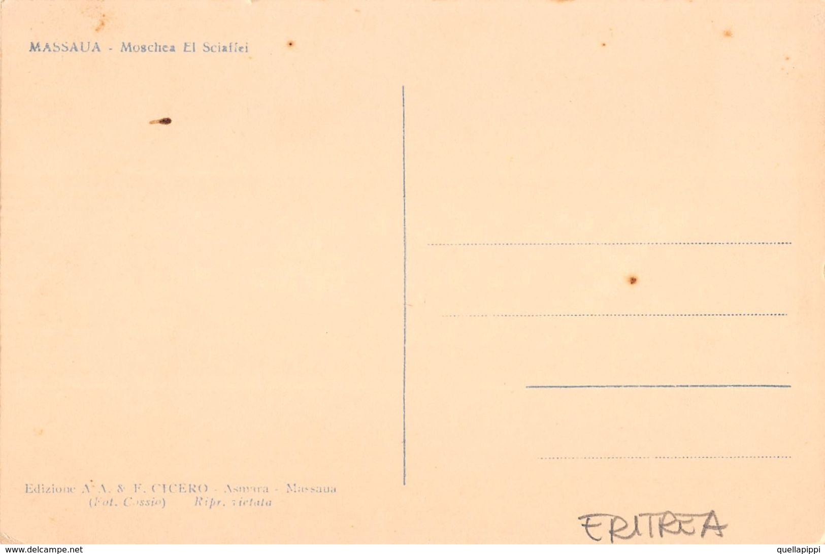 06683 "ERITREA - MASSAUA - MOSCHEA EL SCIAFFEI" ANIMATA, FOTO COSSIO. CART NON SPED - Eritrea