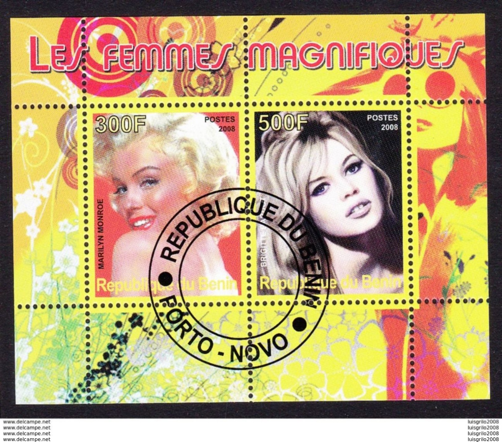 MARILYN MONROE/ BRIGITTE BARDOT - Les Femmes Magnifiques, Republique Du Benin 2008 // Private Issue - Fdc - Acteurs