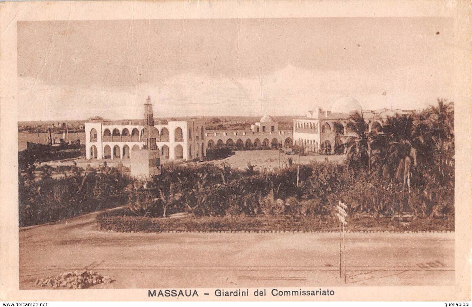 06684 "ERITREA - MASSAUA - GIARDINI DEL COMMISSARIATO"  CART  SPED 1935 - Erythrée