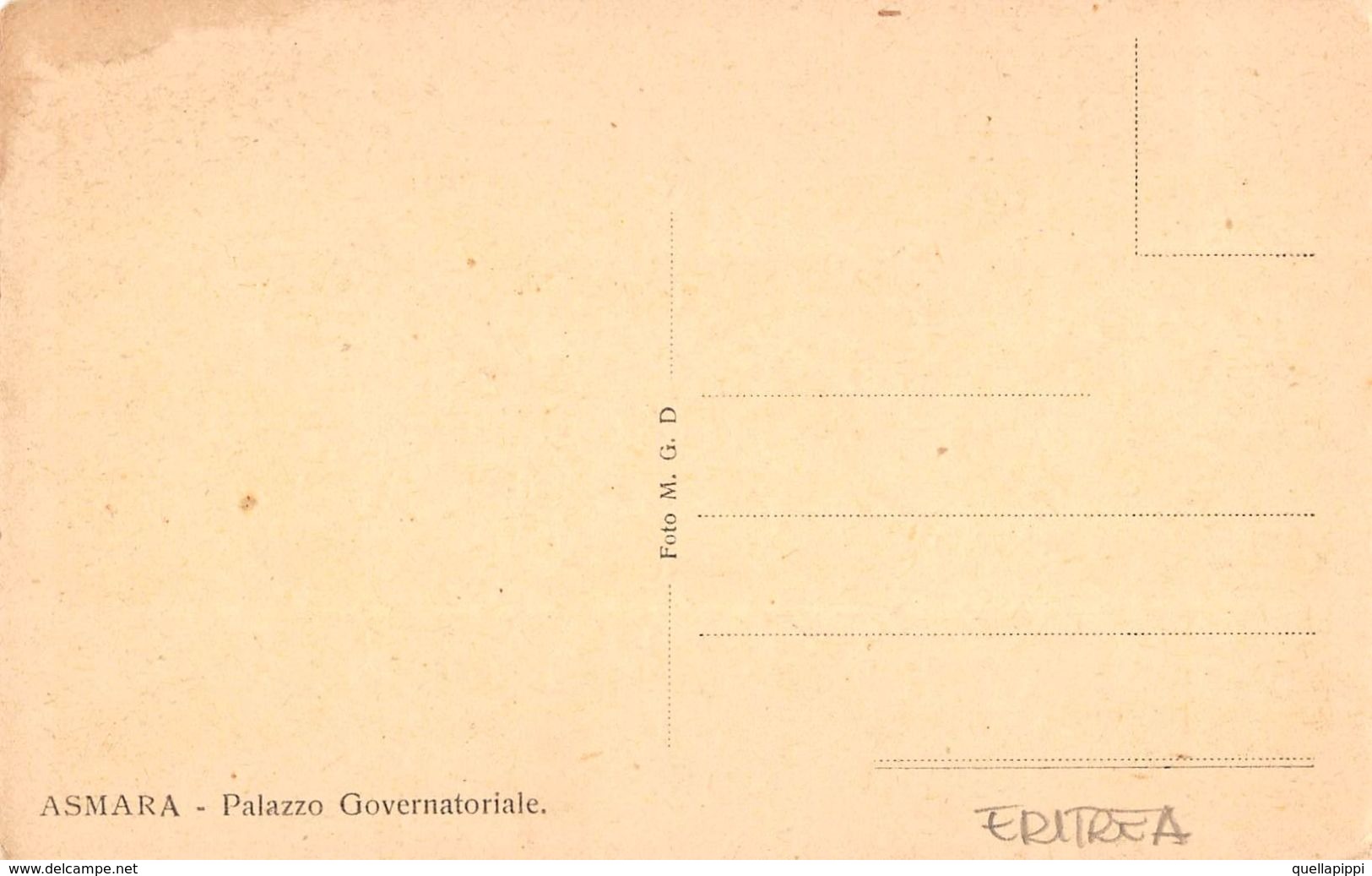 06686 "ERITREA - ASMARA - PALAZZO GOVERNATORIALE"  ANIMATA, FOTO M.G.D.. CART  NON SPED - Eritrea
