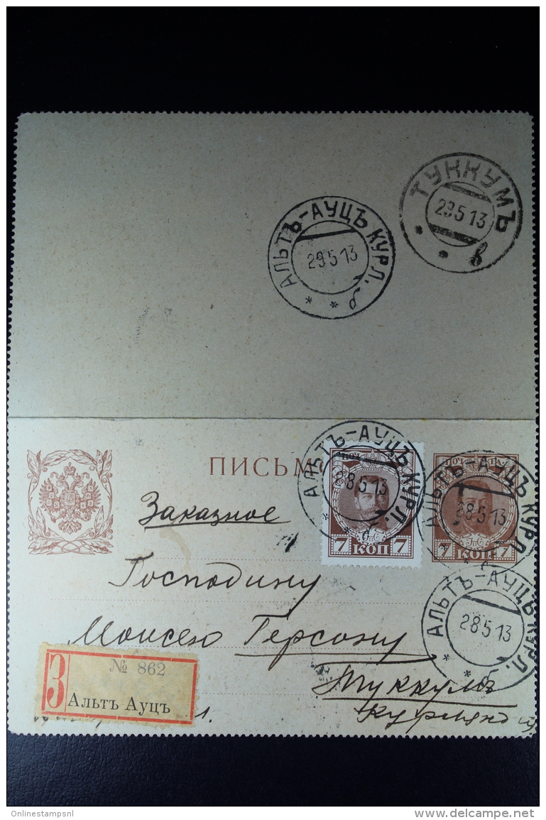 Russian Latvia : Registered Postcard K 16 Uprated  Alt Autz 1913 Kurland - Interi Postali