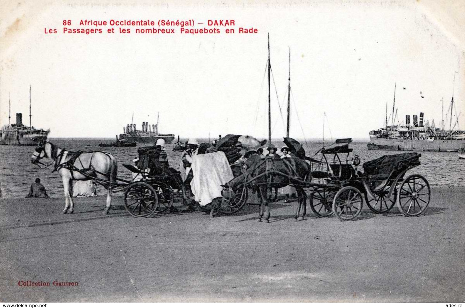 190?, SENEGAL, DAKAR THE PASSENGERS AND MANY SHIPS IN THE HARBOUR; - Sénégal