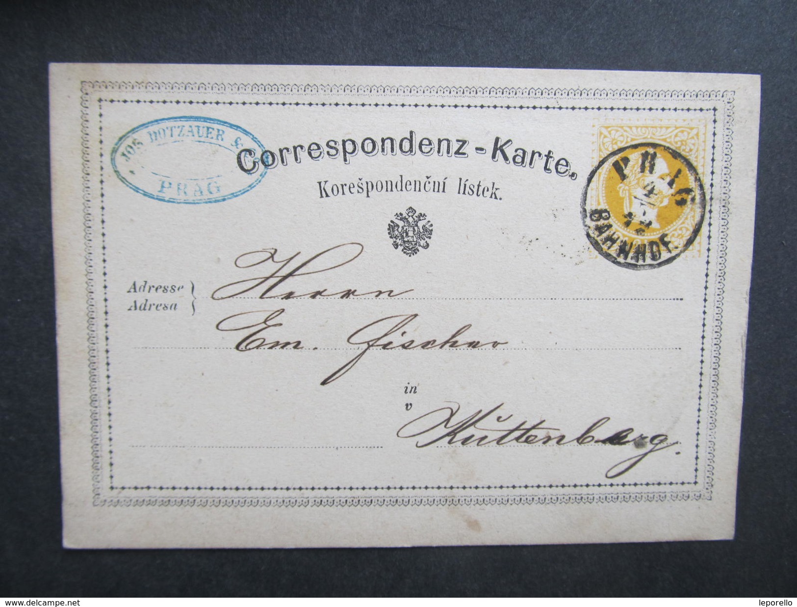 GANZSACHE Korrespondenzkarte Wien - Kuttenberg Dotzauer 1872/// D*27768 - Briefe U. Dokumente