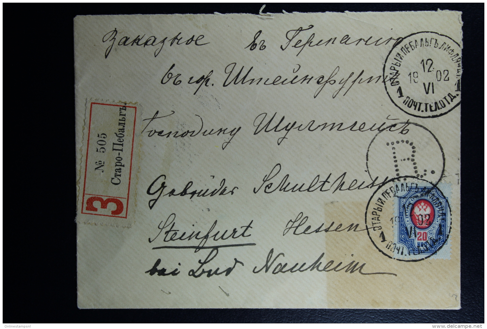 Russian Latvia : Cover Registered  Alt Pebalg  To Steinfurt Germany 1902 - Briefe U. Dokumente