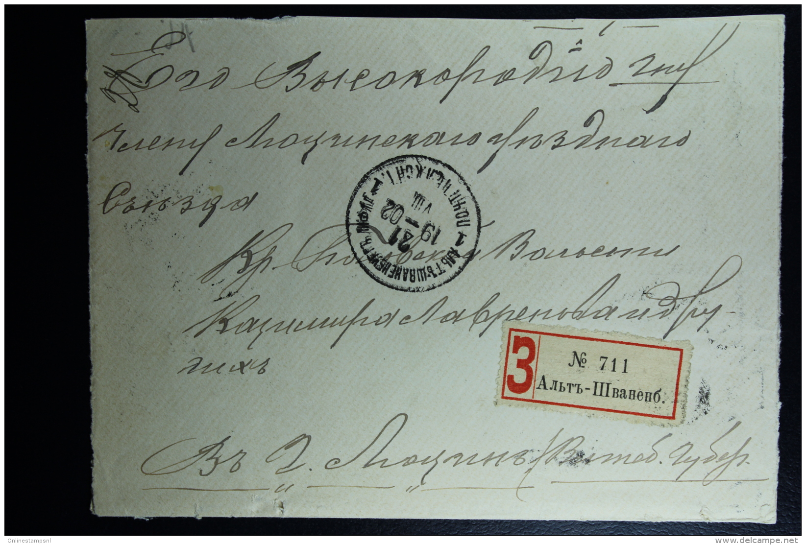 Russian Latvia : Cover Registered  Alt Schwanenburg 1902 - Briefe U. Dokumente