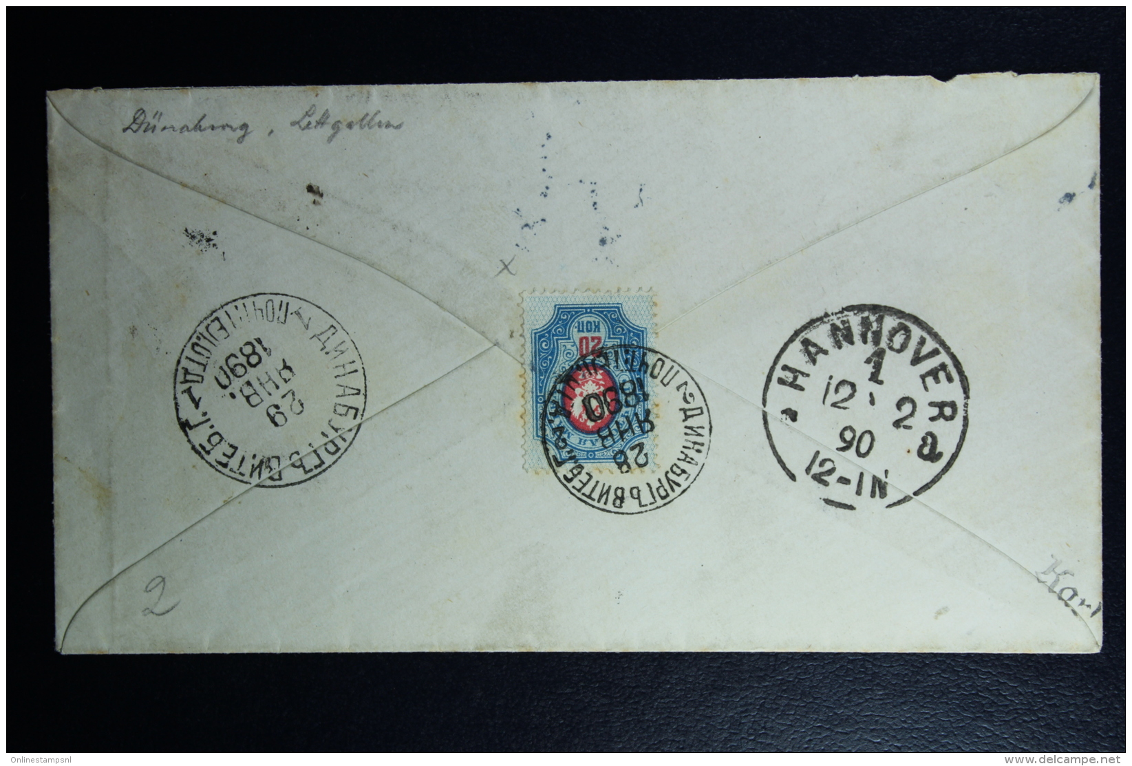 Russian Latvia : Registered Cover 1890 Dunaburg  Daugavpils To Hannover Germany - Covers & Documents