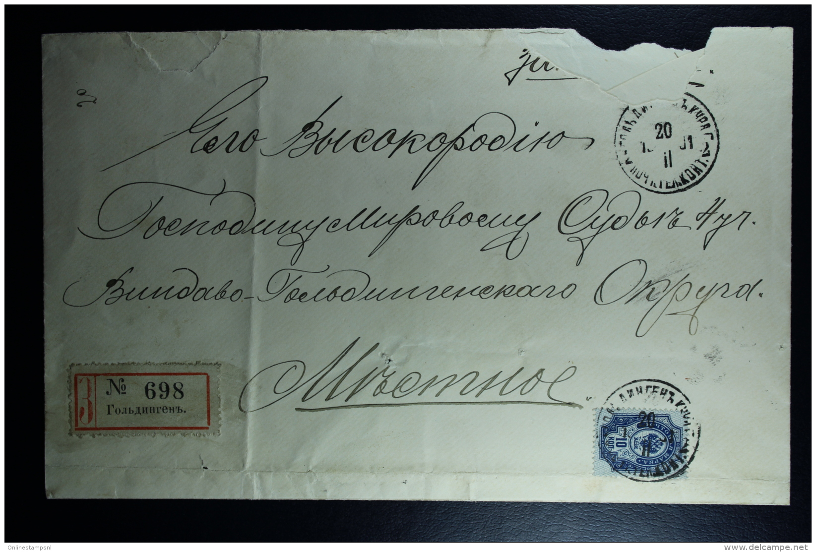 Russian Latvia : Registered Cover 1901 Kurland Goldingen - Covers & Documents