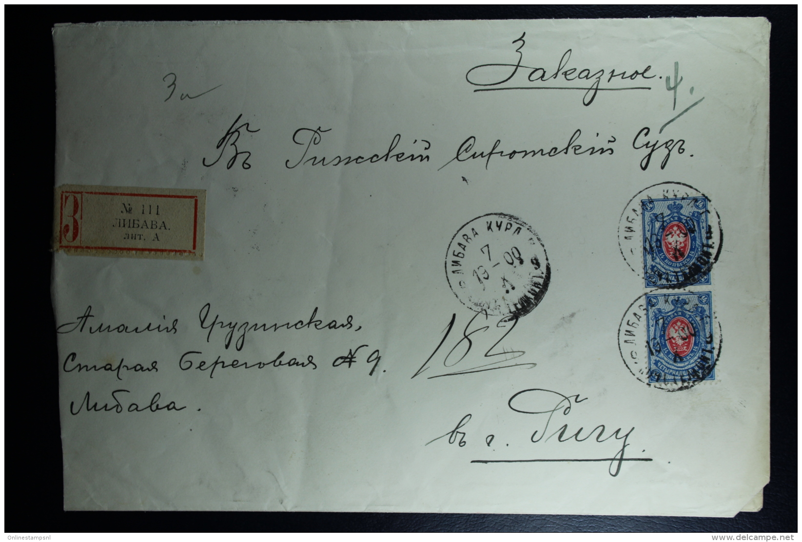 Russian Latvia : Registered Cover 1900 Kurland Libau - Gebraucht