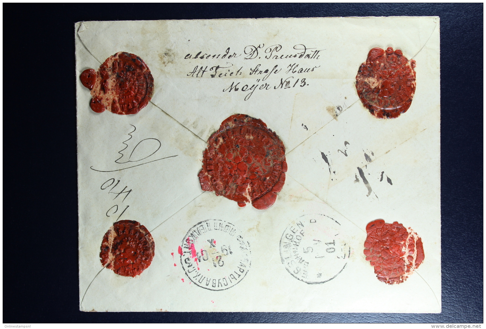 Russian Latvia : Registered Cover 1901 Kurland Libau Wertzettel Value Declared Waxed Sealed - Briefe U. Dokumente