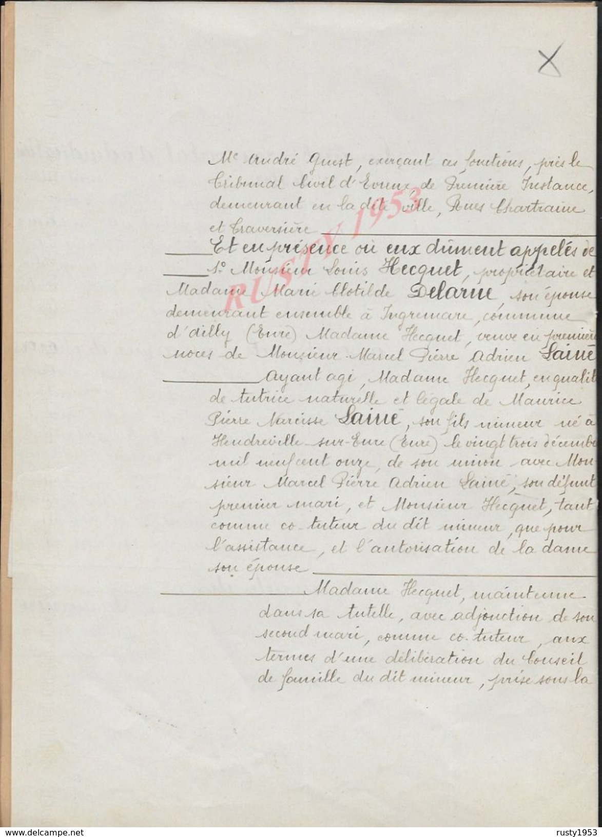 CHAMPIGNY LA FUTELAYE 1925 ACTE DE TERRES ENTRE MR CHARGES LAINÉ À VERDET 8 PAGES : - Manuscripts