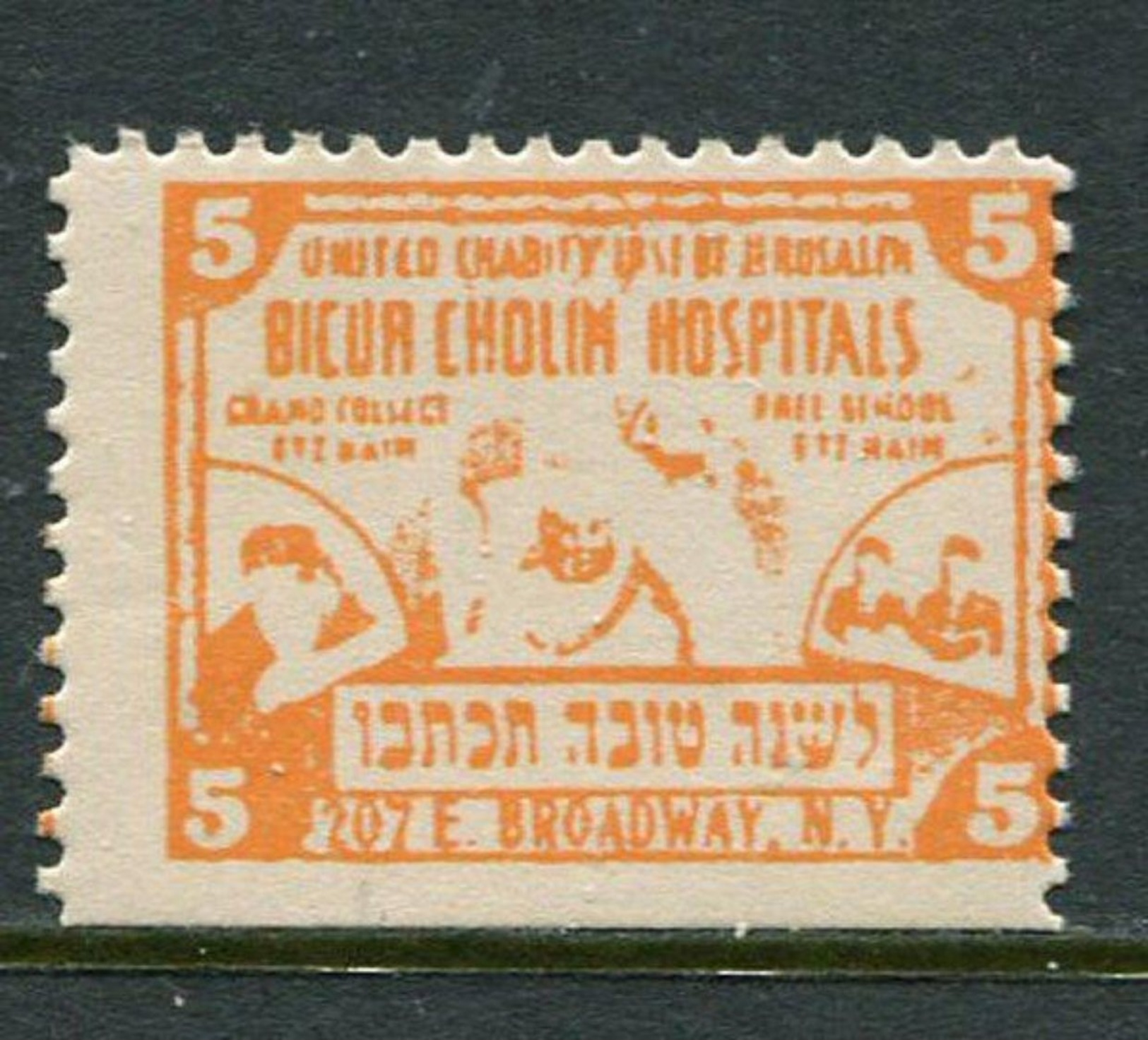 Bicur Cholin Hospitals Seal  Reklamemarke Poster Stamp Vignette Never Hinged 1 1/8 X 7/8" - Cinderellas