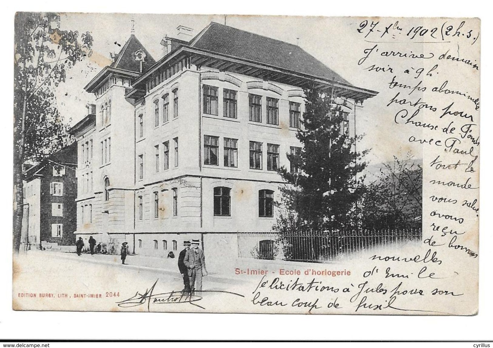 ST-IMIER - ECOLE D HORLOGERIE-GRIFFE Chaux De Fonds + Cachet Ambulant N° 12 - Saint-Imier 