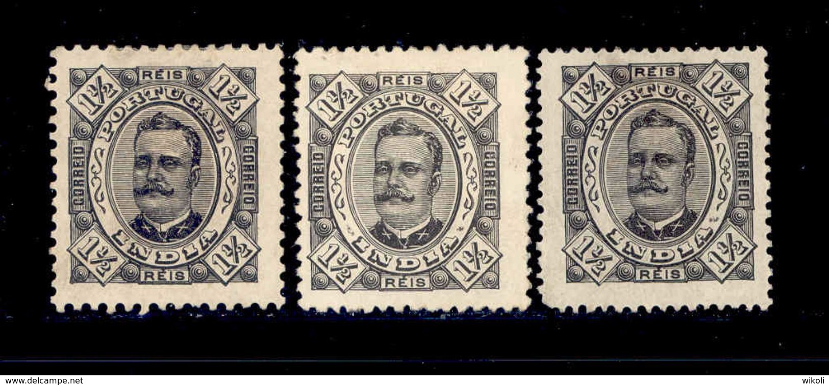 ! ! Portuguese India - 1895 D. Carlos 1 1/2 R (All 3 Perfs) - Af. 139 - MH - India Portoghese