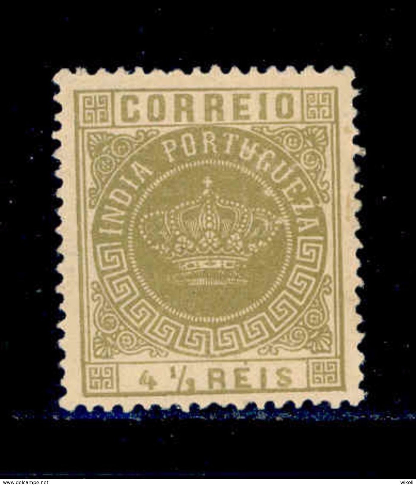 ! ! Portuguese India - 1882 Crown 4 1/2 R (Perf. 13 1/2) With RÉIS - Af. 116 - MH - India Portoghese