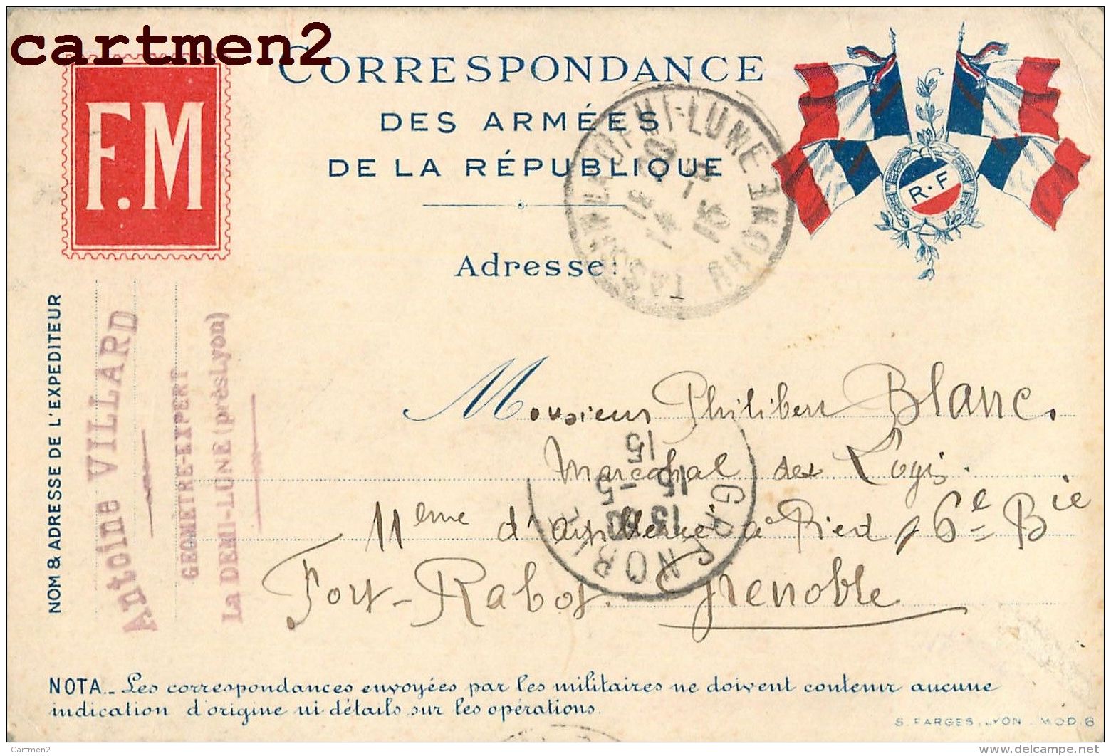 21 CPA LETTRE GUERRE CORRESPONDANCE MILITAIRE SOLDAT MARCIGNY TASSIN-LA-DEMI-LUNE CHASSELAY 11e REGIMENT D'ARTILLERIE - Oorlog 1914-18