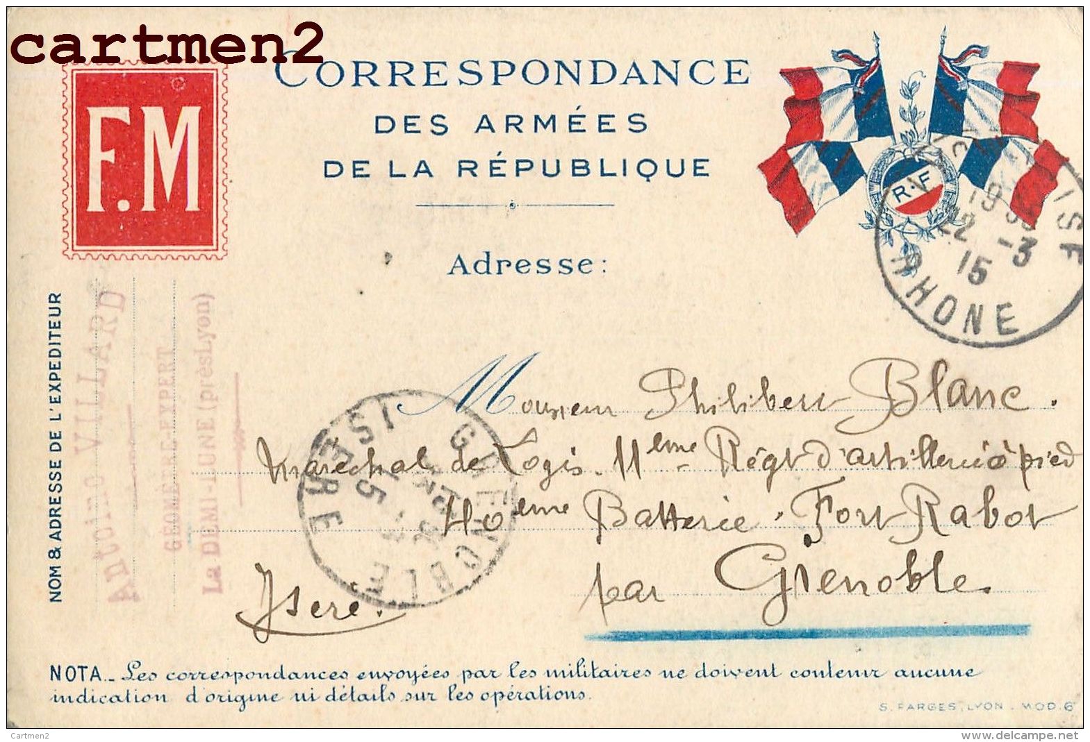 21 CPA LETTRE GUERRE CORRESPONDANCE MILITAIRE SOLDAT MARCIGNY TASSIN-LA-DEMI-LUNE CHASSELAY 11e REGIMENT D'ARTILLERIE