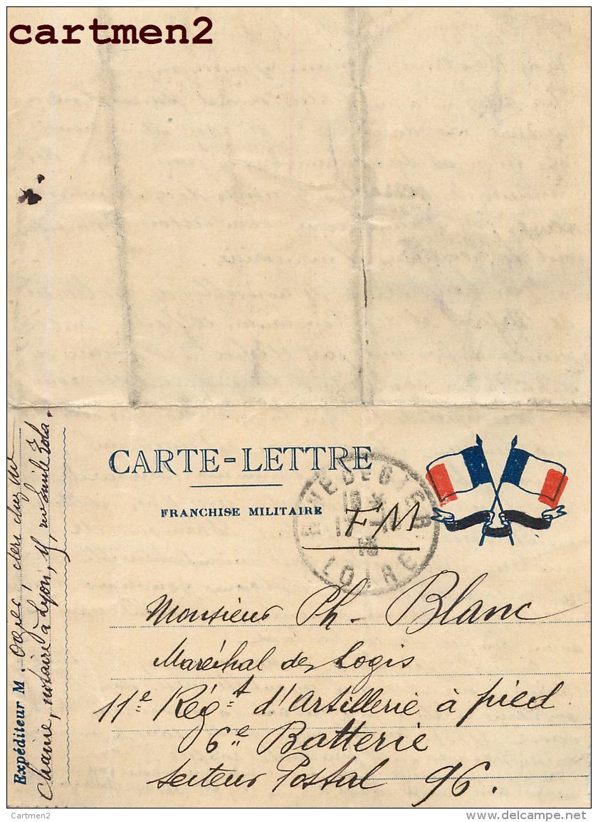 21 CPA LETTRE GUERRE CORRESPONDANCE MILITAIRE SOLDAT MARCIGNY TASSIN-LA-DEMI-LUNE CHASSELAY 11e REGIMENT D'ARTILLERIE