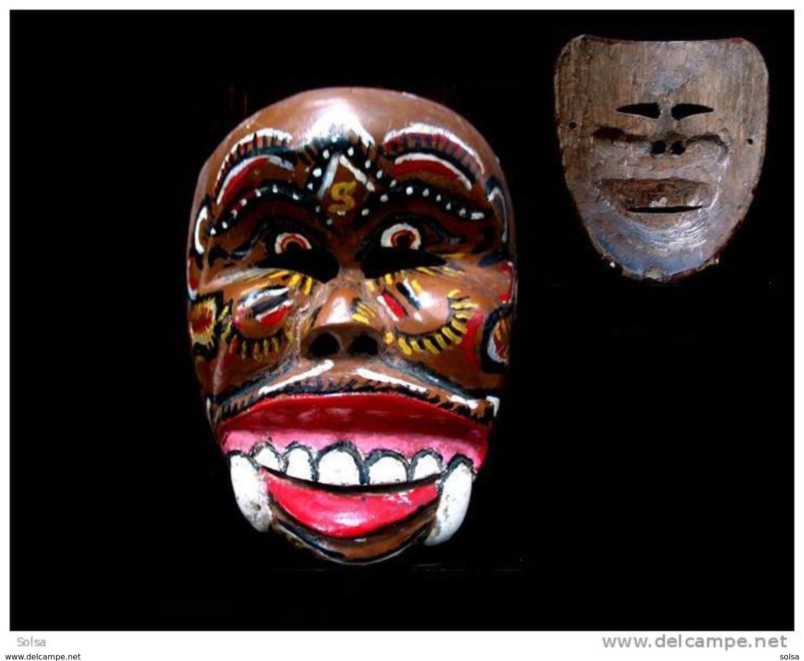 - Ancien Masque Topeng Esprit Tigre - Art Asiatique