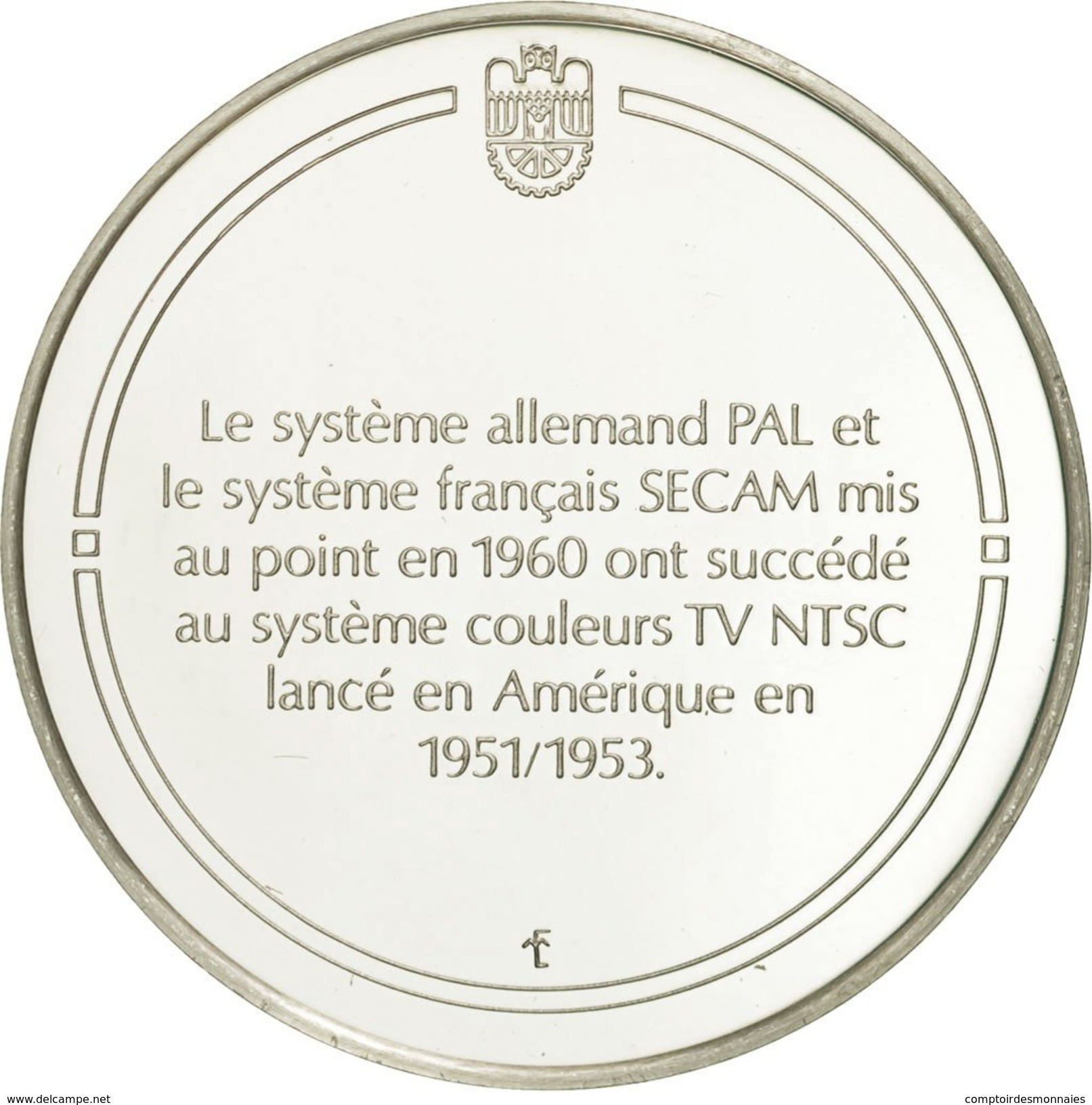 France, Medal, La Télévision Couleurs, Sciences & Technologies, FDC, Argent - Altri & Non Classificati