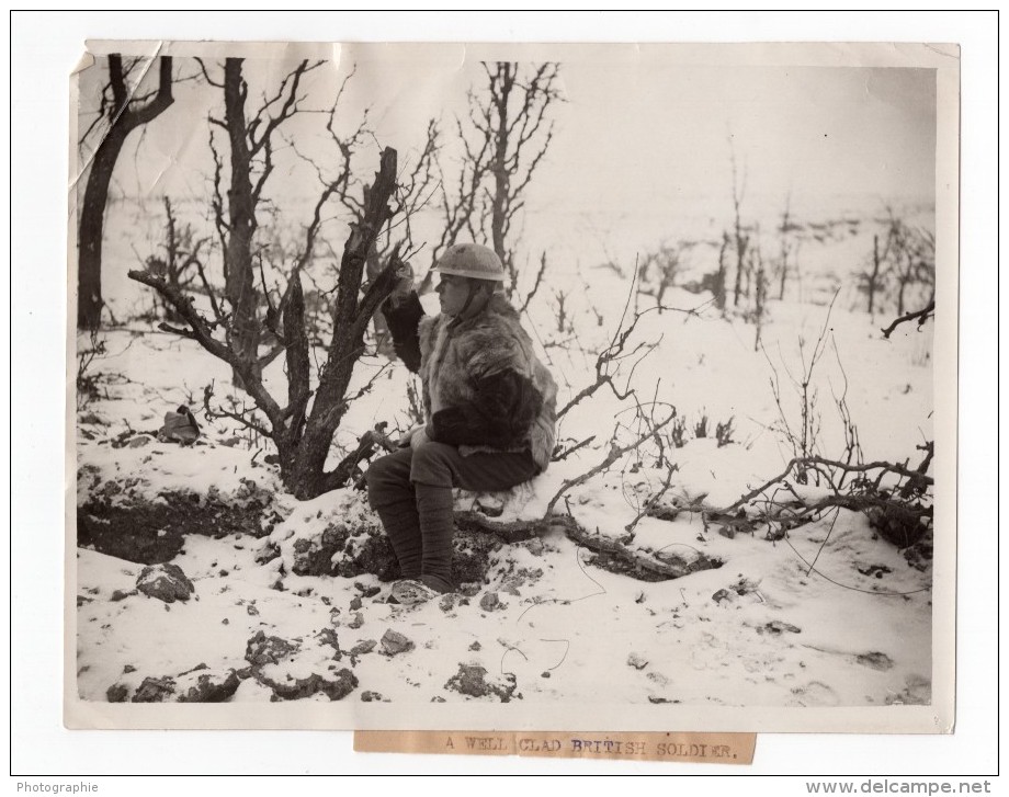 France WWI Front De L'Ouest Soldat Anglais En Tenue D'Hiver Ancienne Photo 1914-1918 - Guerre, Militaire