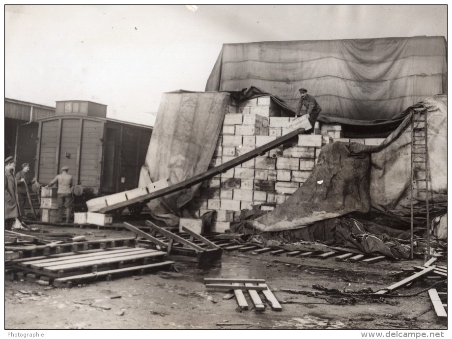 France WWI Front De L'Ouest Train Chargement Du Ravitaillement Ancienne Photo 1914-1918 - War, Military