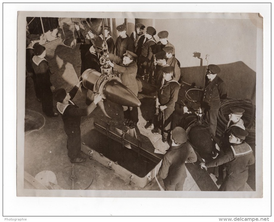 WWI Marine Britannique Entrainement Sur Navire De Guerre Marins Anciennt Photo 1914-1918 - War, Military