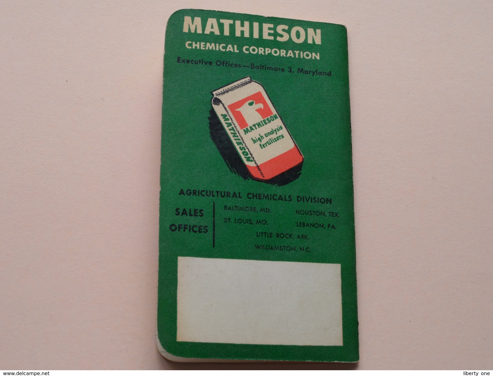 Publicity Agenda/Notebook MATHIESON ( Fertilizers, Insecticides, Fungicides etc... Chemicals U.S.A. Maryland ( 1952 ) !