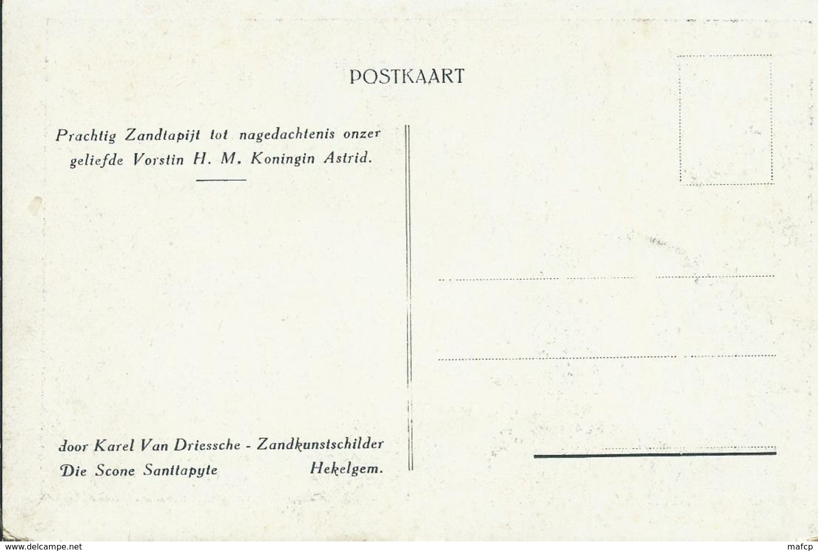 HEKELGEM - KAREL VAN DRIESSCH - ZANDTAPIJT - KONINGIN ASTRID - Familles Royales