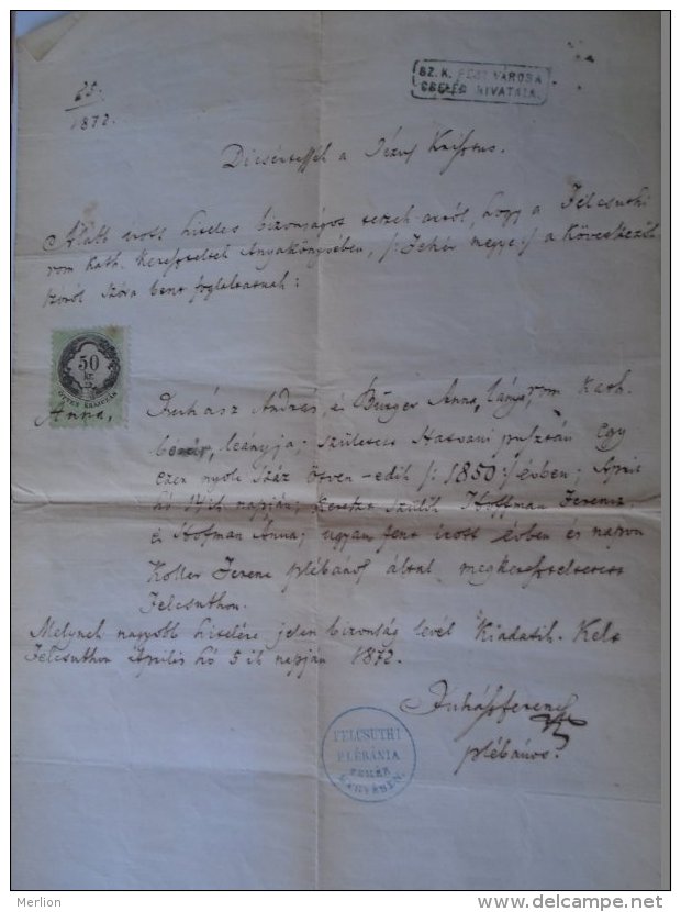 DEL003.8  Old Document  FELCSUTH Halamiczek  Juhász Burger - Koller Hoffman 1872 Felcsút - Fiançailles
