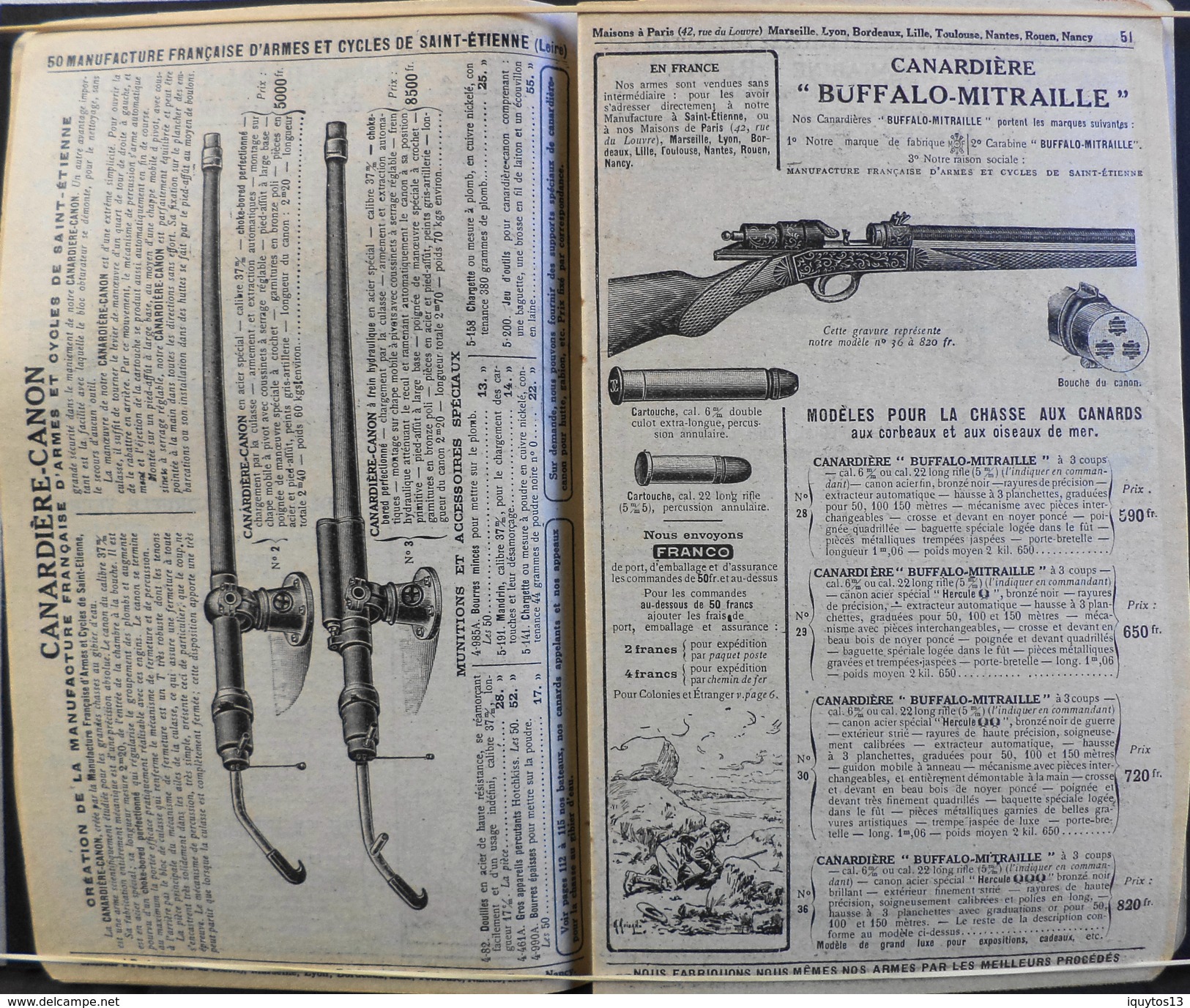 ANCIEN Catalogue MANUFRANCE ( M.F. ) Année 1926 - 132 pages d'Articles de Chasse, Fusils, Munitions, Pistolets, Pièges